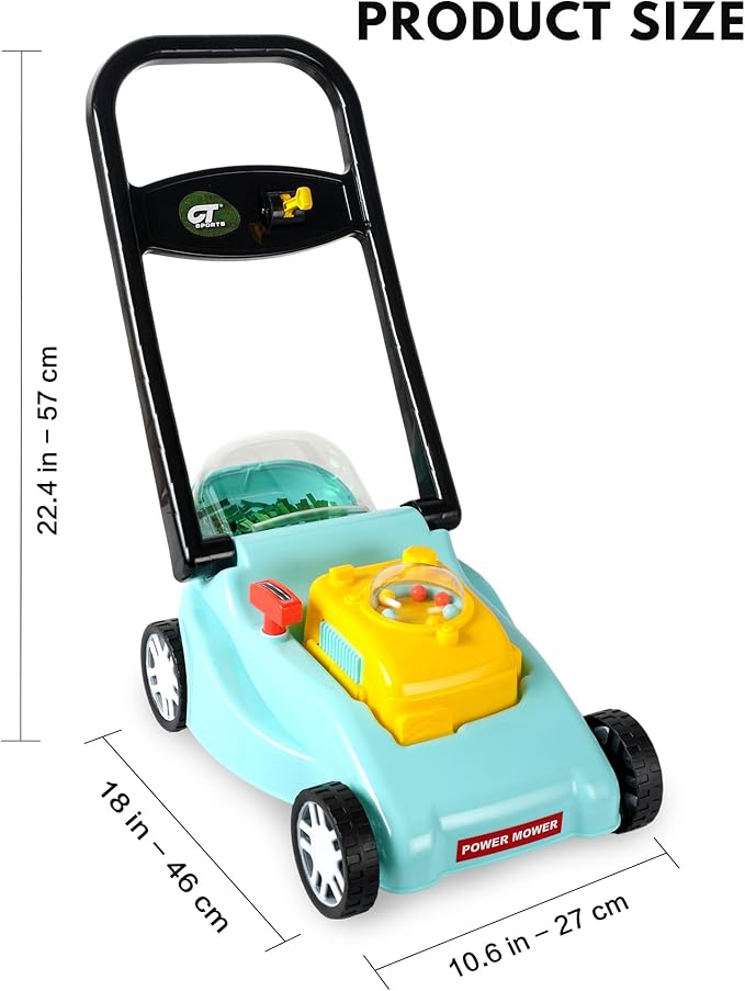 Kids Lawn Mower with Realistic Grass-Cutting Action and Sounds – No Batteries Required | Fun Outdoor Push Toy, Birthday Gift & Halloween Present for 3, 4, 5, 6, 7, 8 Year Old Boys and Girls (Blue)