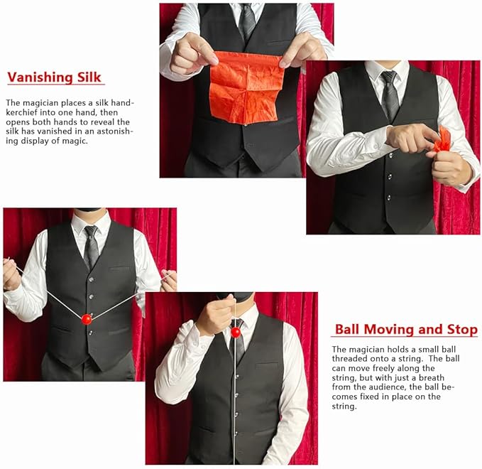 6Pcs Magic Trick Set for Stage Performances | Easy Magic Kit with Change Bag, Vanishing Silk & More | Great for Beginners