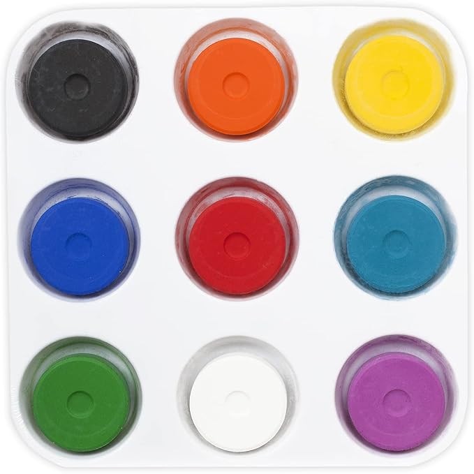 Tempera Paint Set for Kids - WASHABLE Children's Non-Toxic Tempera Paint Cakes with Palette Clean with Just Soap & Water