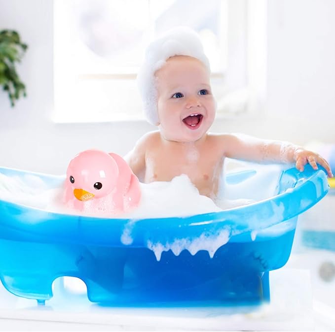 XL Jumbo Large Rubber Duck Bath Toy - No Hole Giant Duck, Waterproof Big Duckie Baby Shower Water Toy Without Hole for Kids Home, Decor, Party Gift 8-Inches (Pink)