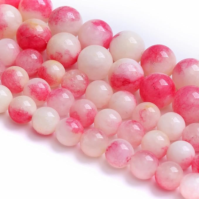 90PCS 8MM Pink Tourmaline Jade 2 Strands Stone Beads for Jewelry Making DIY Bracelet Necklace