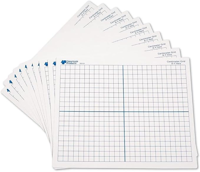 Learning Resources 9"x 11" Double Sided X-Y Axis Dry Erase Mats, Graphing, Math Classroom Accessories, Teaching Aids, Set of 10, Ages 6+