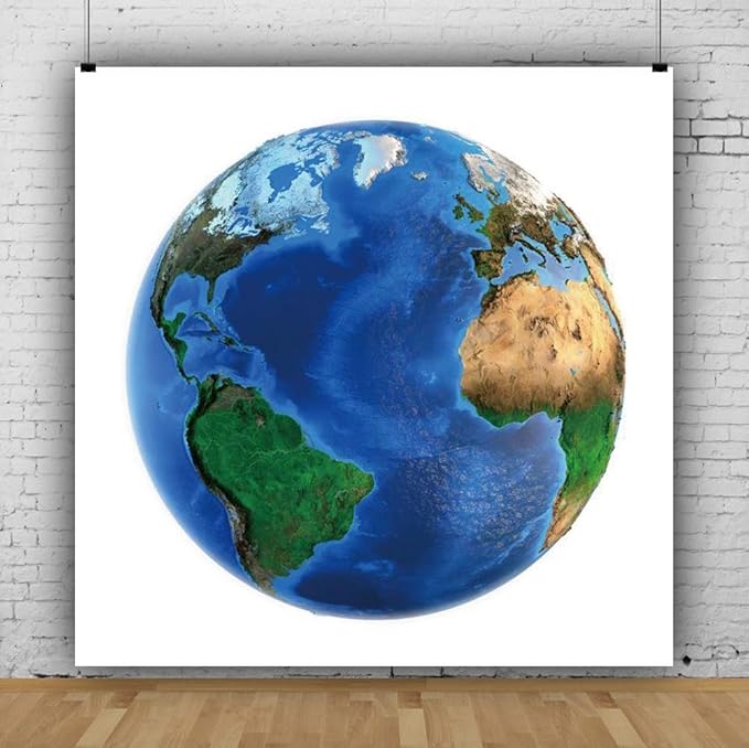 AOFOTO Blue Earth Space View Photography Background Cover - Earth Day Banner - Kids Astronaut Party Baby Shower Photo Booth Prop - 7.5x7.5ft