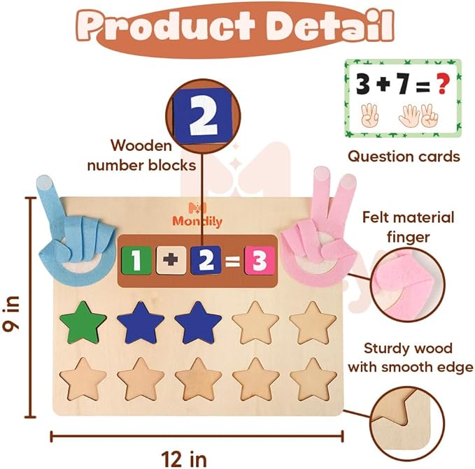 Educational Math Board Learning, Math Manipulatives & Number Counting Blocks for Kids, Addition and Subtraction Counters Math Homeschool Kindergarten Supplies & Birthday Gifts