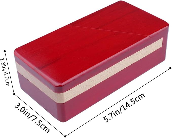DC-BEAUTIFUL Impossible Puzzle Master Secret Opening Wooden Red Magic Box With Secret Drawer - Mysterious Gift Puzzle
