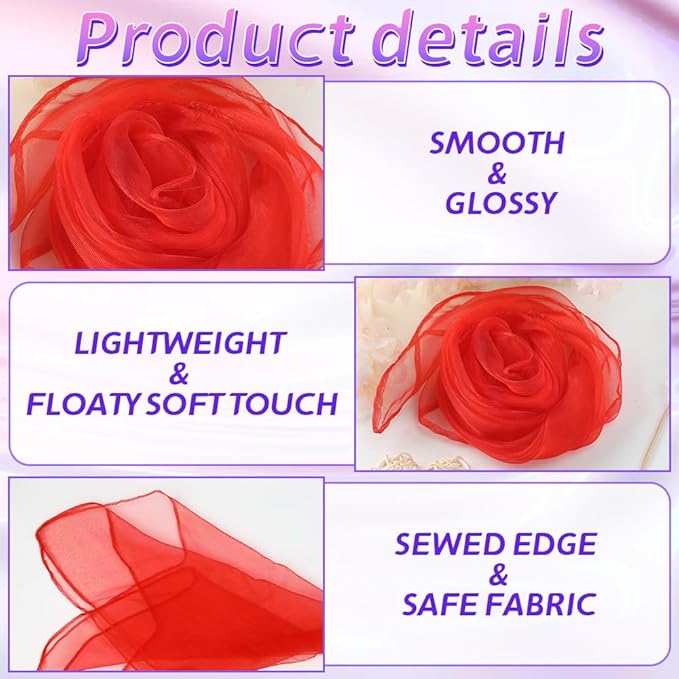Juggling Scarves, Dance Scarves for Kids Play 12 PCS Square Silk Scarf Music Performance Props for Toddlers Children