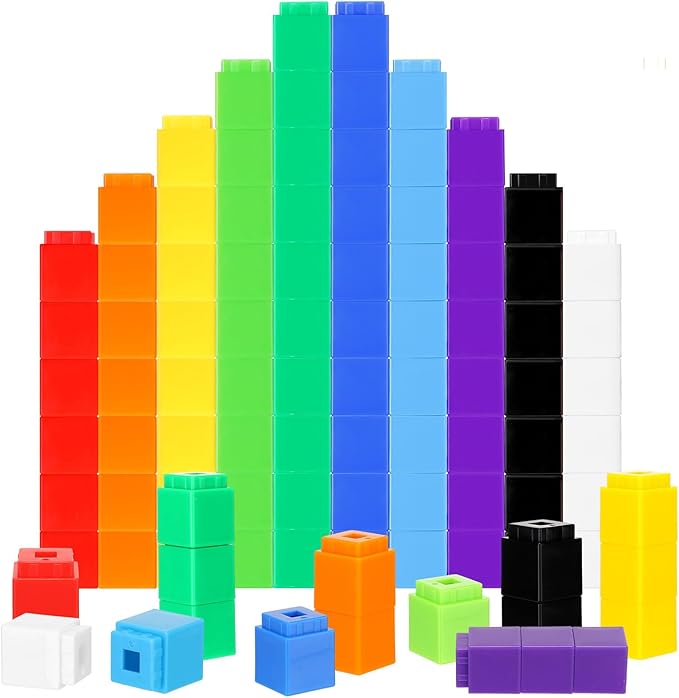 Jenaai 200 Pieces Linking Cubes for Math Counting Cubes, Plastic Counting Blocks, Colorful Math Manipulatives Classroom Learning Supplies for Preschool Activities Boy Girl(Simple Style)