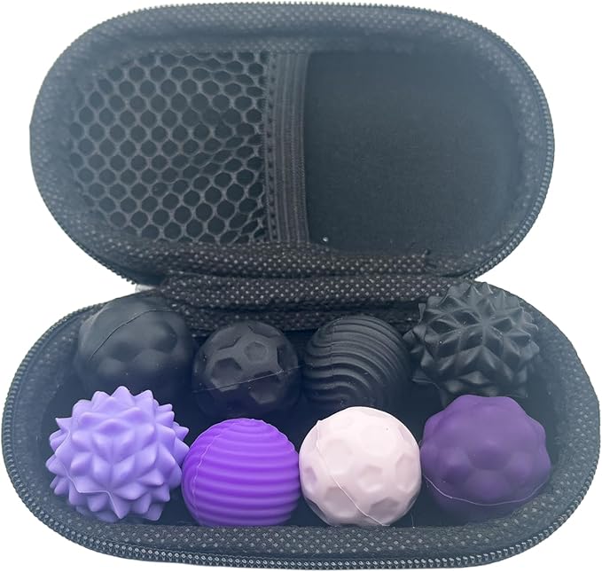 Fidget Toys for Adults and Kids- 8 Pack Magnetic Balls Sensory Toys for Anxiety ADHD Autism Relief - Silent Stress Balls with Case - Desk Toys for Focus (Black N Purple)
