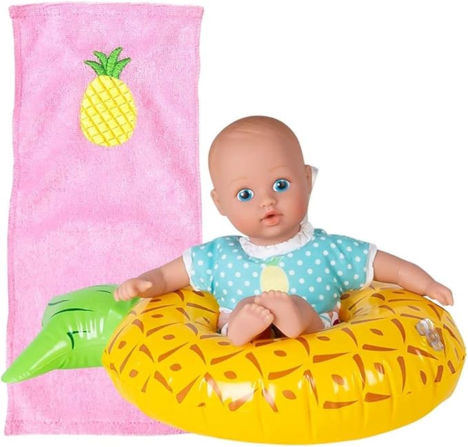 Adora Splash Time Babies Collection, 8.5” Baby Doll w/ Sweet Baby Smell, Made in Premium QuickDri Vinyl & Machine Washable, Includes Clothes & Accessories, Birthday Gift For Ages 3+ - Sweet Pineapple