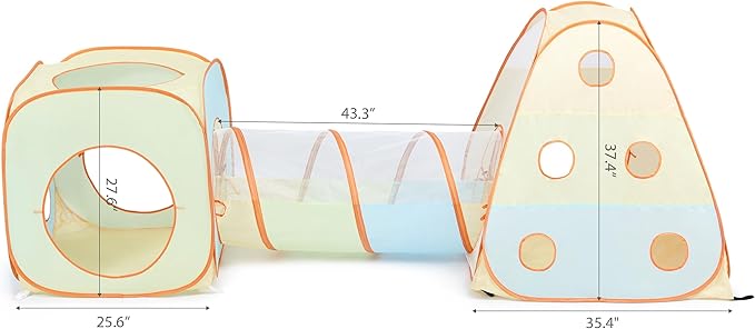 UTEX Kids Play Tent with Tunnel, 3 in 1 Pop Up Play Tent, Play Crawl Tunnel for Toddler, Boys, Girls, Indoor& Outdoor Play House Target Game with 6 Dart Balls