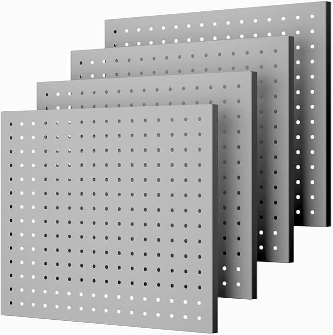 Peg Board,4 Pack Metal Pegboard Panels,PegBoard Wall Organizer,16"x12" Steel PegBoard for Walls,Tools,Garage,Office,Kitchen