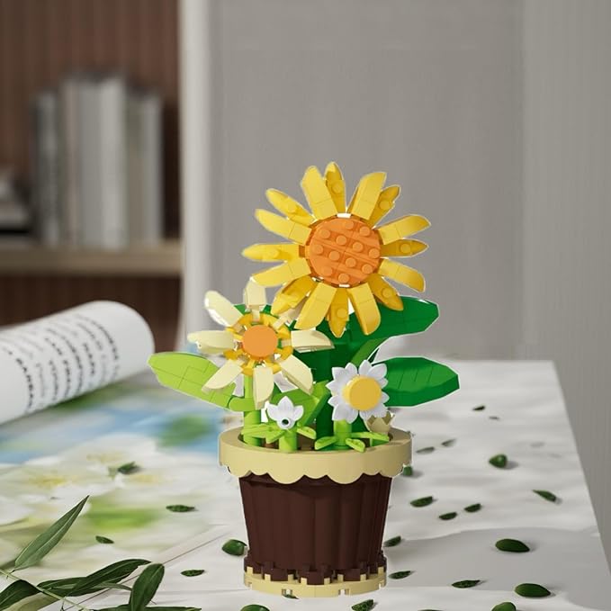 Party Favors for Kids, Tiny Plants Mini Flowers Building Blocks Set for Classroom Prize, Flowers Building Toy, Birthday Gifts for Boys Girls (turnsole+Hyacinth)