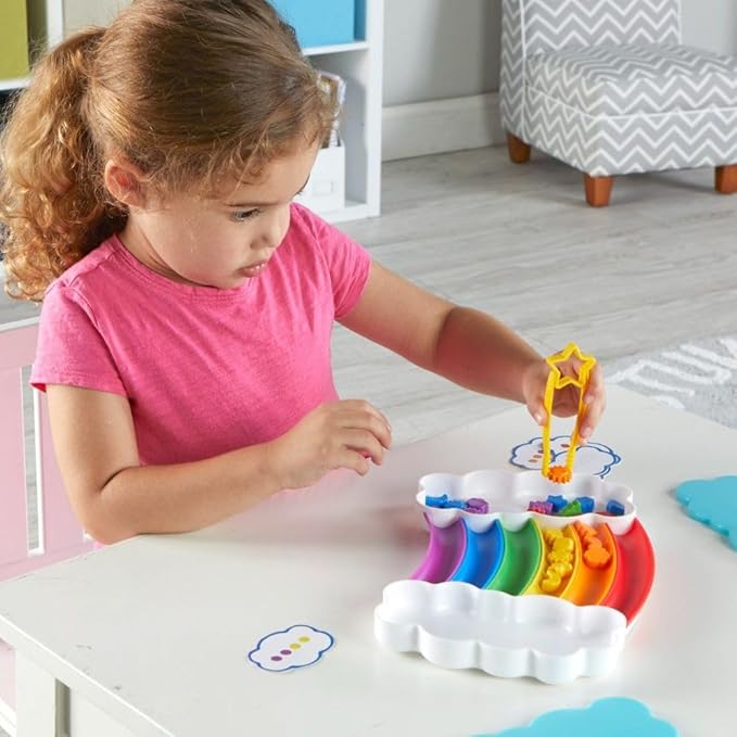 Learning Resources Rainbow Sorting Set, fine Motor, Sorting, Patterning & Addition Skills, Toddler Educational Toys, Sensory Tray