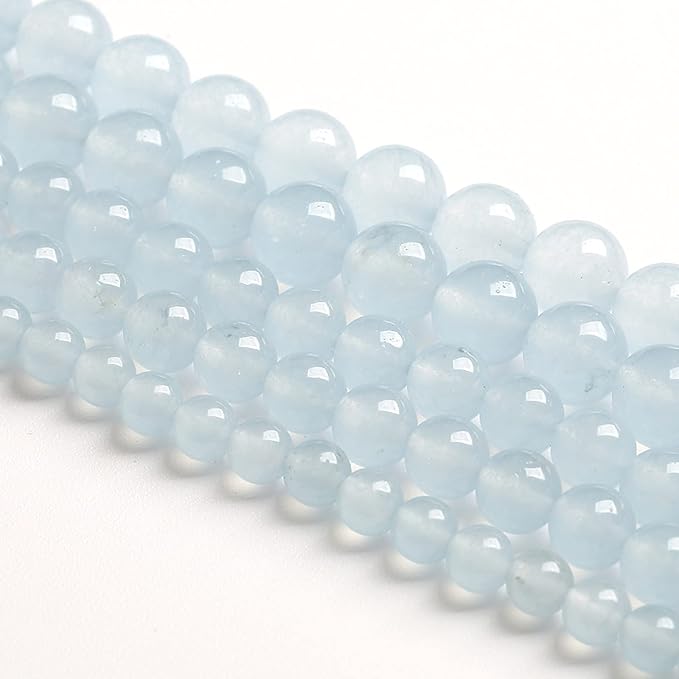 4MM 86PCS Natural Stone Light Blue Chalcedony Loose Beads for Jewelry Making DIY Bracelet Necklace