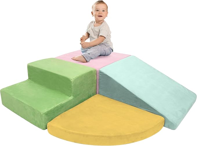 TOLEAD Large Baby Climbing Blocks 4pcs Climbing Toys for Toddlers - Ultra High Density Soft Foam Play Gym Equipment Easy Wash for Indoor Nursery