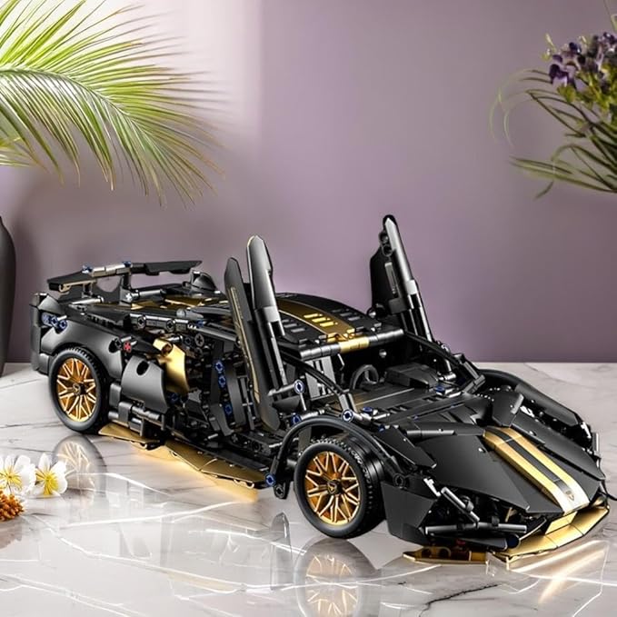 Sport Race Car Building Block Sets for Adults,Black Technical Racing Supercar Toys Kits Collectible 1:14 MOC Model Construction Birthday Gifts for Boys Men Teens Age 8+, 8-12 12-16,14+