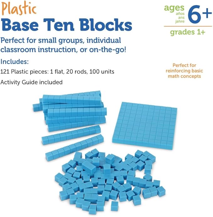 Learning Resources Base Ten Blocks Smart Pack, Early Childhood Math Skills, Ages 5+, 6"W x 9"H