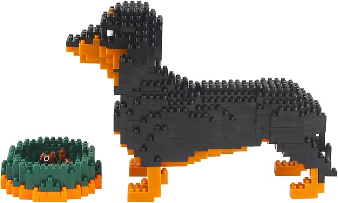 Larcele Micro Dachshund Dog Building Blocks Set Super Mini Pet Building Toy Bricks Kit, 898 Pieces KLJM-02 (Dachshund)