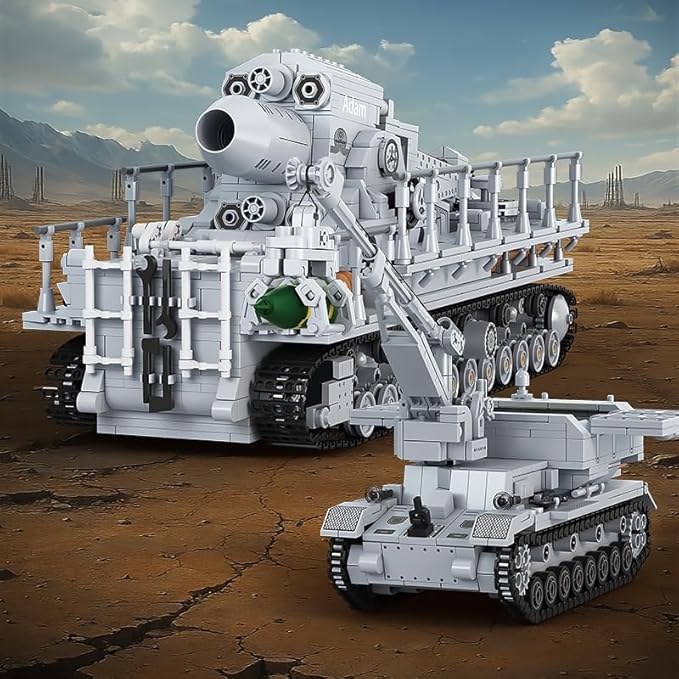 DUANT FC4303 1: 26 Karl Heavy Mortar Building Blocks Set, 2875 Pieces WW2 German Army Karl Mortar Vehicles Model, MOC Collectible Kit for Adults/Military Enthusiasts