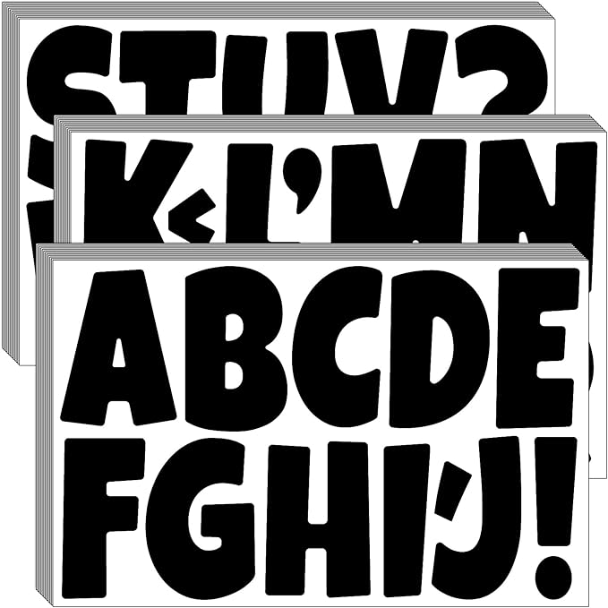 Bemeol Letter Stickers 432 Pieces 36 Sheets Bulletin Board Letters 3 Inch Classroom Alphabet Poster Board Letter for Bulletin Board Display School Decor(Black)