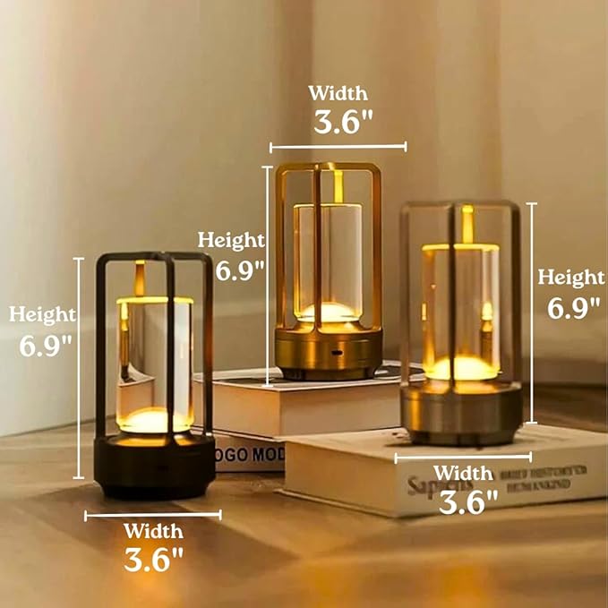 Klarako Crystal Lantern Lamp – Modern Cordless Rechargeable Bedside & Outdoor Light, Portable Wireless Lamp – Dimmable Touch Control – Luxury Living Room & Hotel-Style Lighting (Gold, 20-Pack)