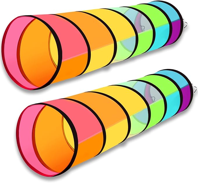 Kids Play Tunnel Tent for Toddlers, Colorful Pop Up Tunnel with Breathable Mesh, Crawl Tunnel for Boy and Girl Play Tunnel Indoor and Outdoor (2 Pack)