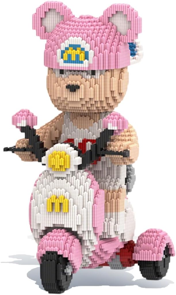 HOOLEDAY Motorcycle Bear Micro Building Blocks Set (6800Pieces) Gift for Adults & Boys & Girls