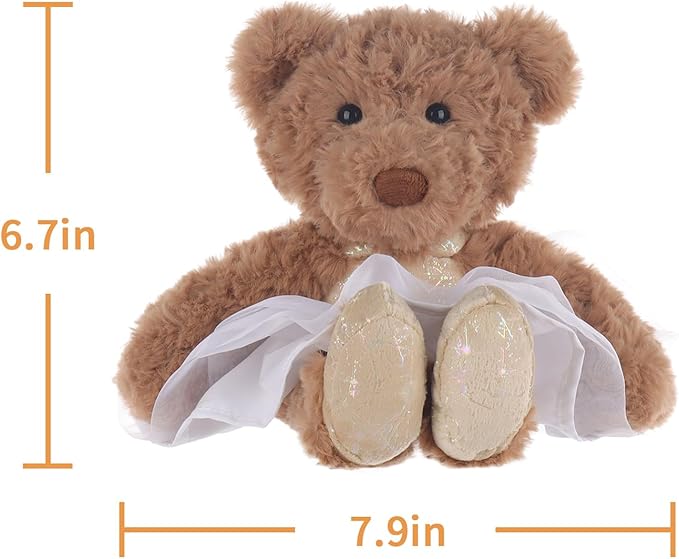 Apricot Lamb Ballet Bear Stuffed Animals for Kids, Soft Cute Plush Toys for Baby Girl and Boy, Fluffy Ballet Bear 6.7 Inches