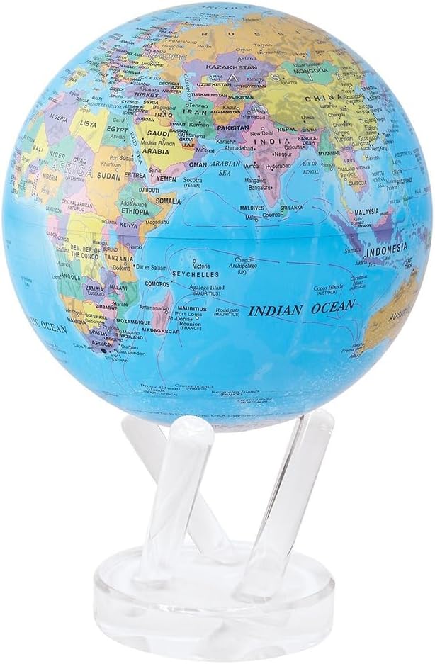 MOVA Globe – Blue Political Map 6” | Rotating World Globe Powered by Light | Educational Home Decor, No Batteries or Wires Needed