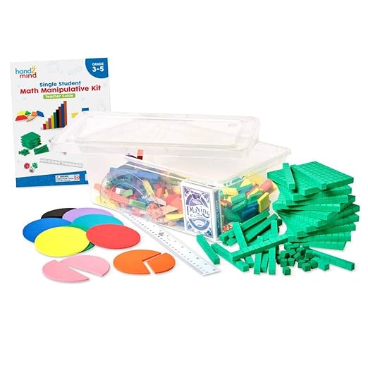 hand2mind Individual Student Manipulative Kit for Kids Ages 8-10, Individual Practice for Kids at Home Or Classroom, Easy to Follow Guide, Math Manipulative Supplies, Homeschool Supplies (Set of 12)