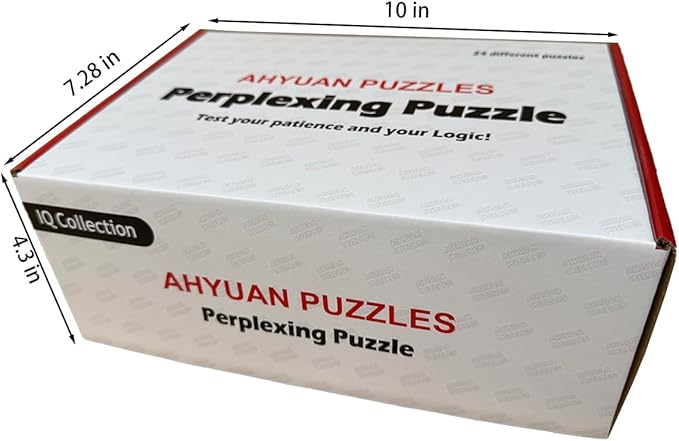 AHYUAN 24 Packs Large Metal Puzzles Brain Teaser IQ Wire Puzzles with Individual Backside Solution Paper Box Gift Package Educational Puzzle Games Toys Magic Trick Toy Party Favors for Kids Adults