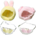 2 Sets of Clothes for Doll, 4 Pcs Accessories for 17cm & 15cm Outfits (No Doll), Double Joy Twin Pack - Small Pink Pig Head Cover + Pink bib, + Milk Powder Rabbit Head Cover + Yellow bib