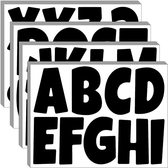 Bemeol Letter Stickers 351 Pieces 4 Inch Bulletin Board Letters Alphabet Cutout Letter for Bulletin Board Display Home Classroom School Decor(Black)