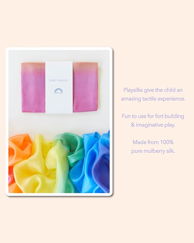 Sarah's Silks Giant Playsilk | 100% Silk Toy for Toddlers | Bright Colored Large Scarves for Fort Building and Pretend Play - Rainbow