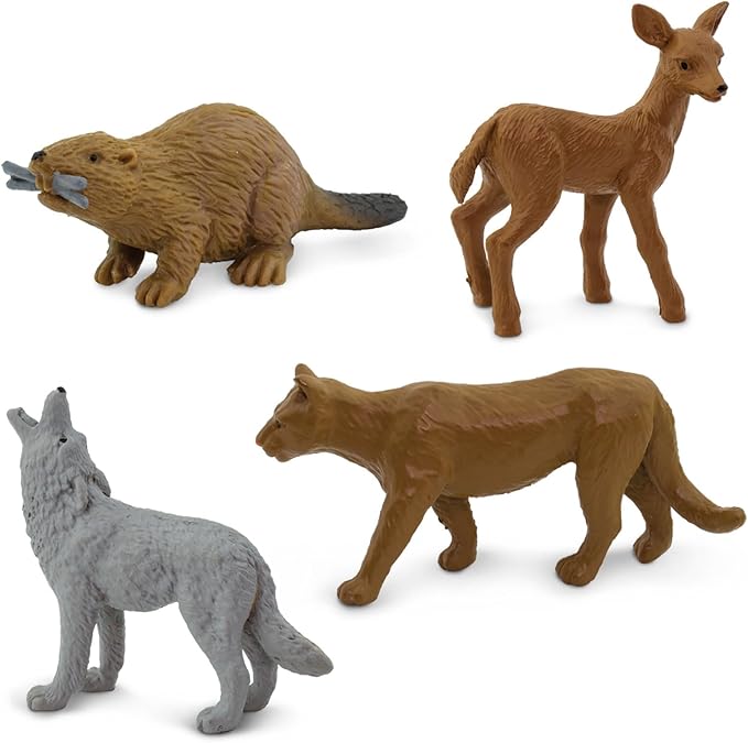 Safari Ltd. Nature TOOB - 12 Mini Figurines with Rabbit, Beaver, Doe, Gray Wolf, Fox, Black Bear, Moose, Mountain Lion, Bald Eagle, and More - Educational Toy for Boys, Girls & Kids Ages 3+