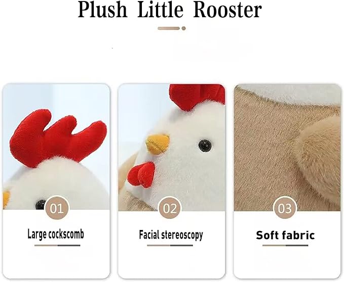 Chicken Stuffed Animal Chicken Plush Doll Toy 8 inch for Girls Christmas (Chicken)