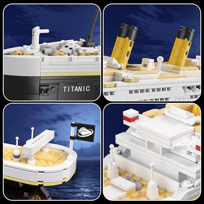 Titanic Boat Model Building Block Set, 1465 Pieces Cruise Ship Model，DIY Educational Titanic Toys for 8+
