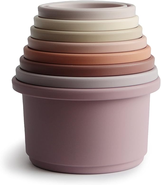 mushie Stacking Cups Toy 8pcs | Made in Denmark (Petal)