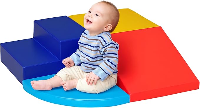 Qaba Foam Play Set for Toddlers and Children, Easy-to-Clean 4 Piece Soft Indoor Climber & Safe Kids Climbing Set for Crawling or Sliding, Multicolor