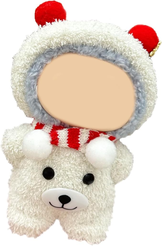 17CM Doll Clothes Set White Hood + White Bear Jumpsuit, Fashion Cute Dress-Up Clothes for Doll Accessories Outfit(No Doll Included)(LBB Clothes 2)