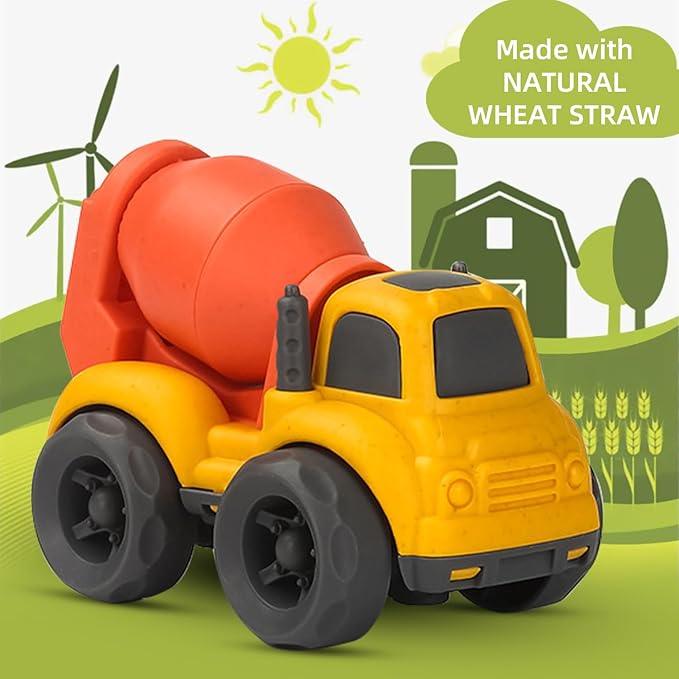 Toddler Car Toys for 1-3 Year Old, BPA Free, Phthalates Free, PVC, Dump Truck, Mixer Cement, Easter Christmas Birthday Gifts for 2 3 4 Year Boy Girl. Dishwasher Safe, Recycled Plastic