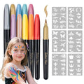 Transon 10 colors Face Painting Marker for Halloween and Makeup Parties Temporary tattoo Painting Body Painting with Brush Tip Including Stencil Stickers