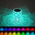 Portable Crystal Table Lamp, 3-Color Touch Control Rechargeable, 3-Levels Brightness Room Decor, Crystal Bedside Night Light for Kids, Bedroom & Dining Room (16 Color Rose)