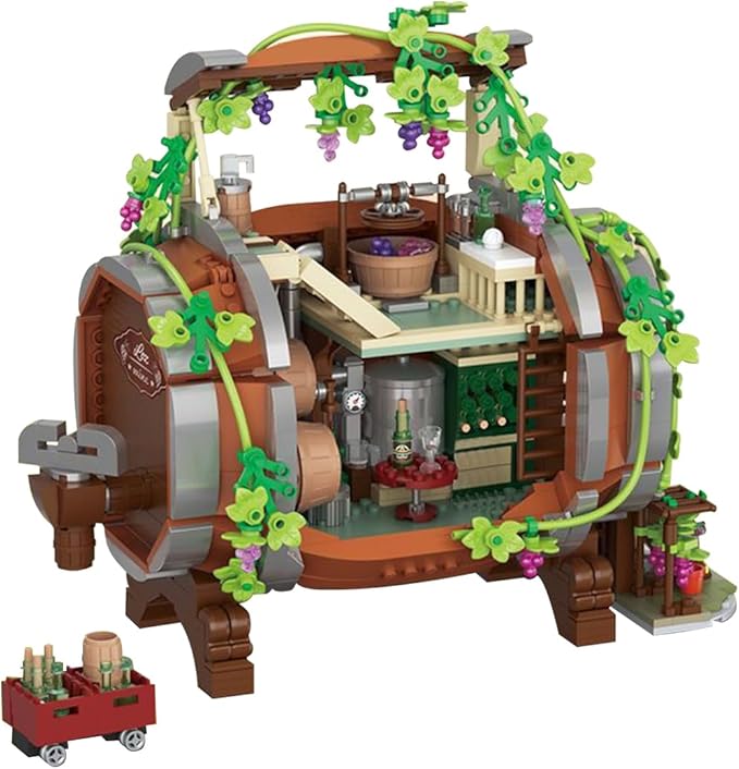Wine Barrel Building Blocks Toy, 1022 Pieces, Gift for Adults and Children
