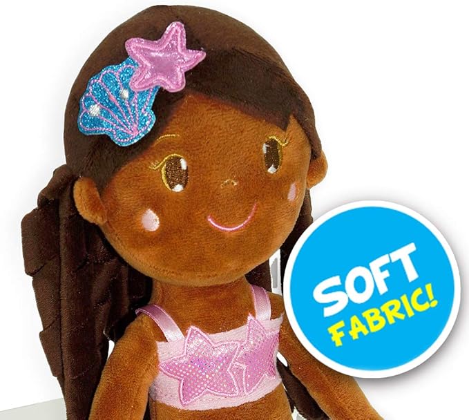 June Garden 15.5" Sparkly Mermaid Layla - Soft Mermaid Plush Stuffed Doll Gift for Toddler Girls
