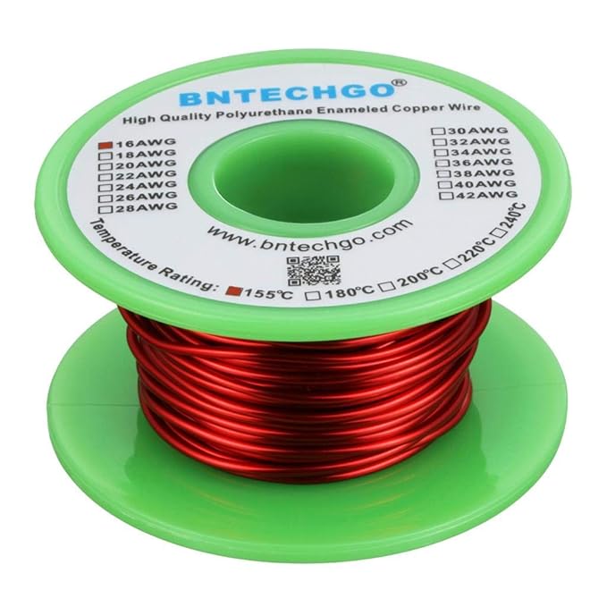BNTECHGO 16 AWG Magnet Wire - Enameled Copper Wire - Enameled Magnet Winding Wire - 4 oz - 0.0492" Diameter 1 Spool Coil Red Temperature Rating 155℃ Widely Used for Transformers Inductors