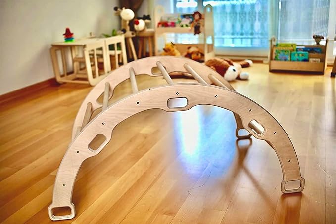 Climbing Arch | Montessori Rocker Arch | Arch with Cosy Pillow | Wooden Climbing Arch with Cushion | Wooden Climbing Arch and Rocker | Indoor Playground Cosy Cushion Rocker (Origami)