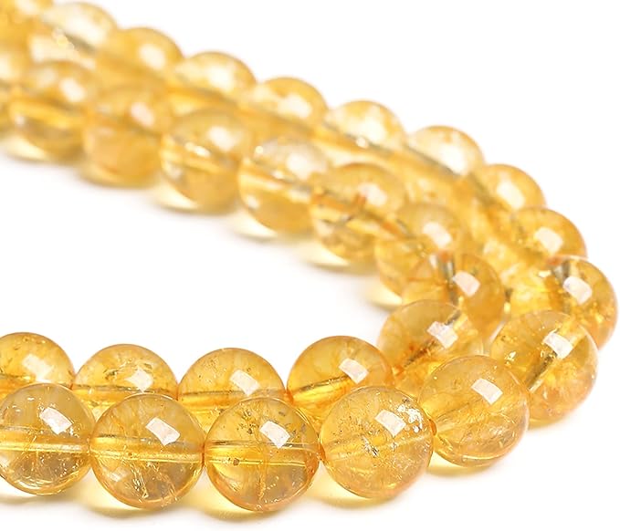 120PCS 6MM Natural Citrine Yellow Quartz Crystal Round Spacer Loose Beads for Jewelry Making DIY Bracelet Necklace