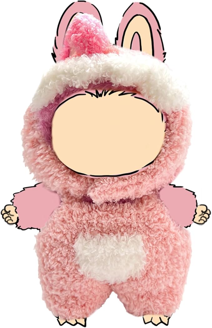 Clothes for Doll, Pink Plush Outfit for 17 cm (6.7in) Dolls, Keychain Accessories for Dolls - Cute Clothes for Boys Girls Birthday (Pink Dinosaurs)