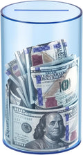 Clear Piggy Bank for Adults/Kids, Acrylic Unopenable Money Box for Cash Coin Saving, Must Break to Open, Money Saving Jar for Adults Boys Girls, Size 8" H x 5" Diameter(Blue)